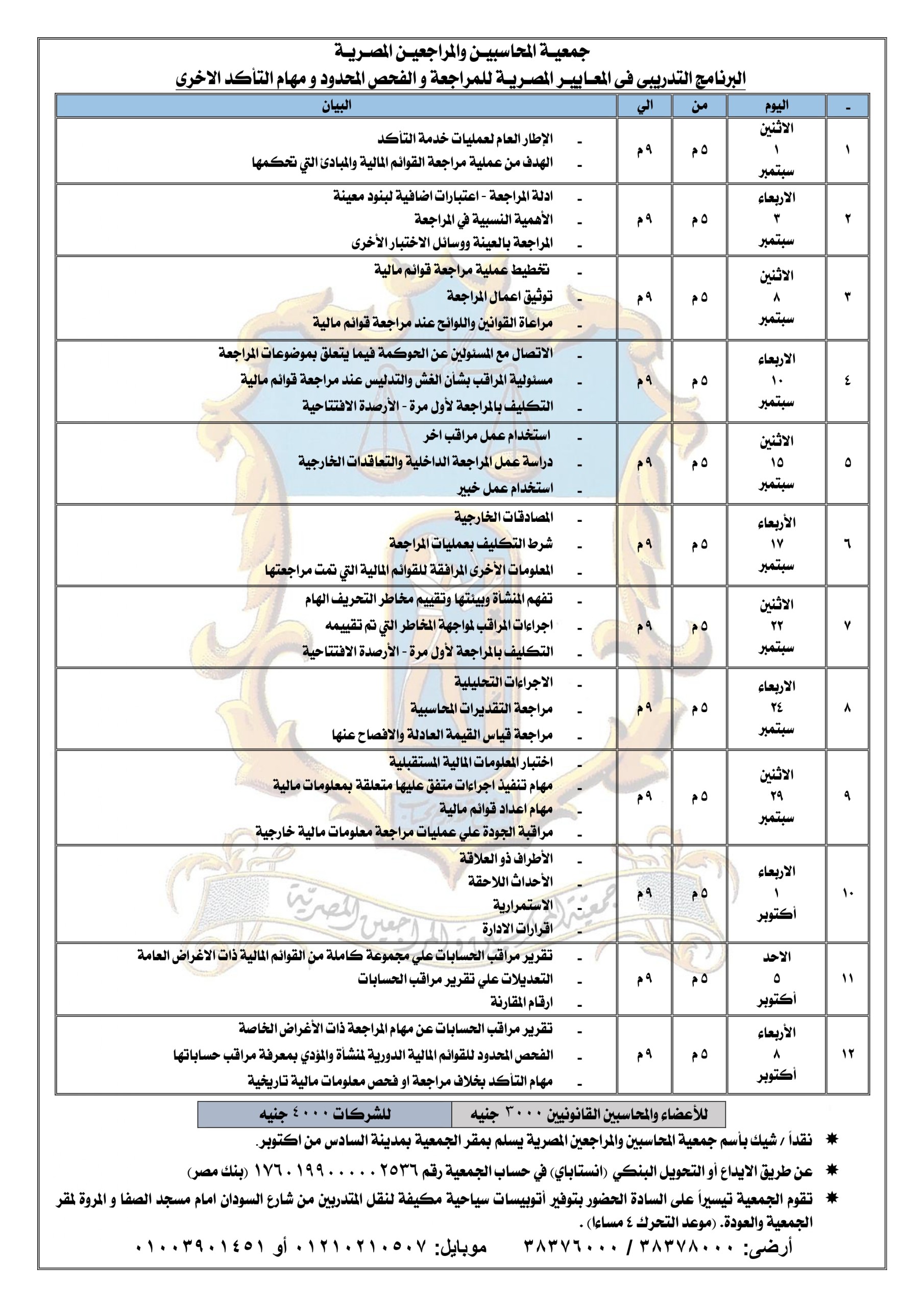 برنـامـــج معــاييــر المراجعــة المصـــريـة